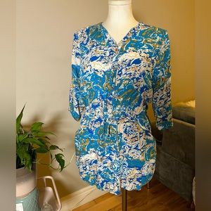 Print Tunic / Dress with Pockets and Drawstring
